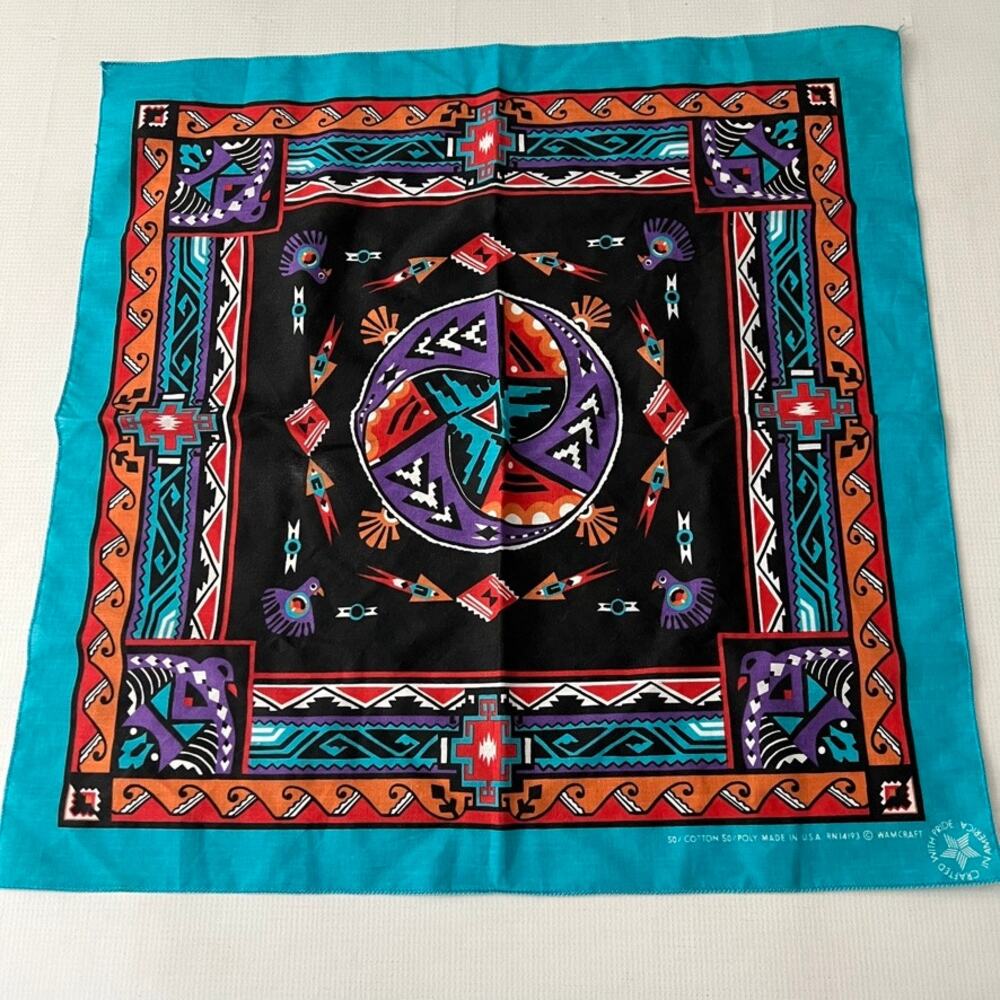 Vintage Wamcraft Handerchief Southwestern Aztec Navajo Native American
